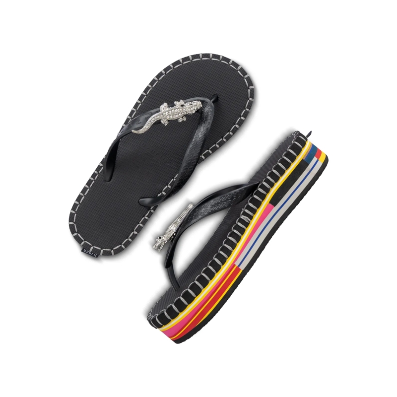 UZURII Flip Flops flip flop Crocodile Colorful Black schwarz(Image 20)