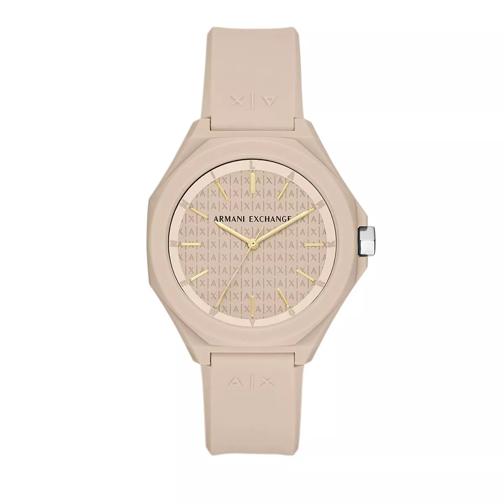 Armani Exchange Armani Exchange Three-Hand Silicone Watch Nude Quartz Horloge