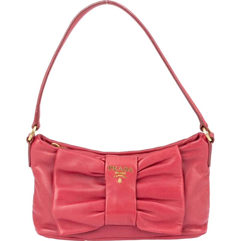 Prada Schultertasche Prada Pink Leather Ribbon Mini Handbag rose