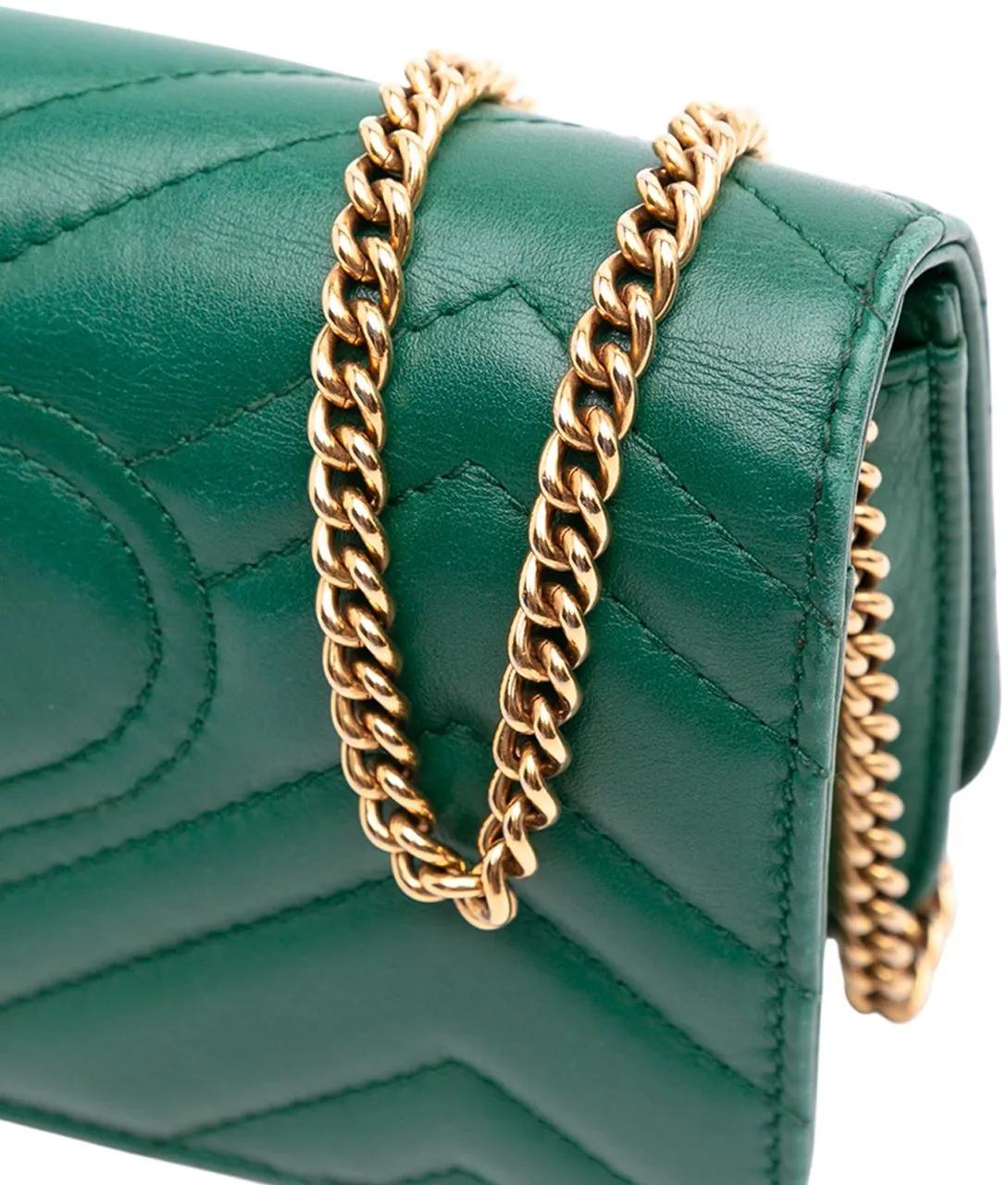 Thumbnail - Gucci Hobo Bags - Mini GG Marmont Matelasse Leather Wallet On Chain - Gr. unisize - in Grün - für Damen
