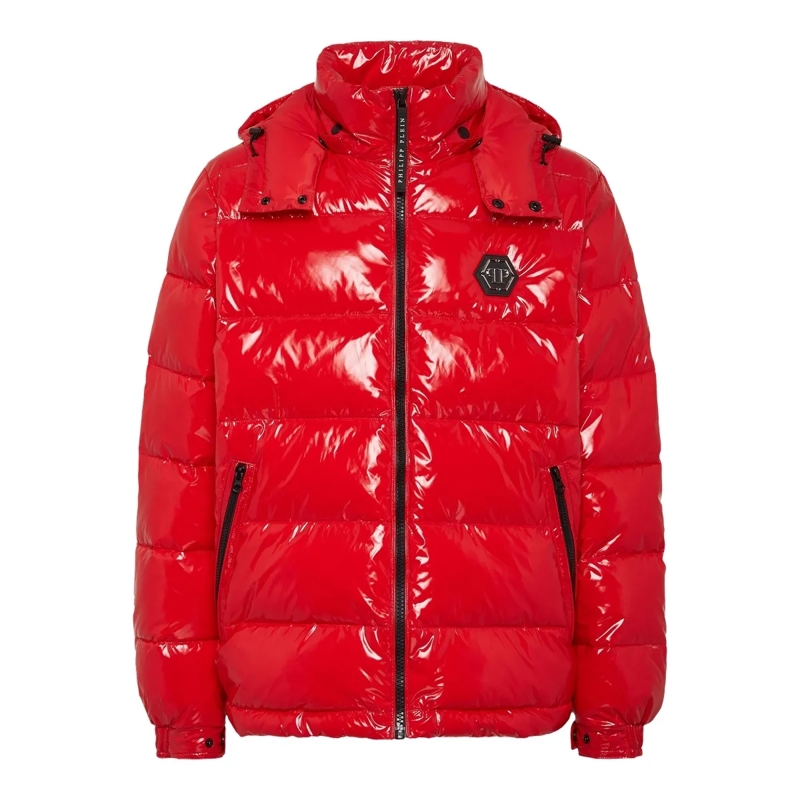 Philipp Plein Lederjacke Jacke Hexagon rot