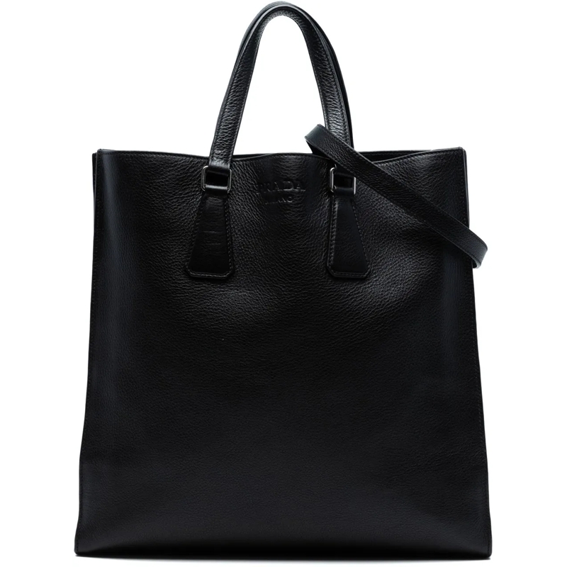 Prada Sac à bandoulière Vitello Phenix Open Convertible Tote schwarz
