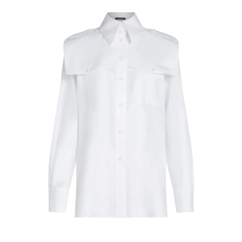 Karl Lagerfeld Bluse Archiv Popeline-Hemd Bluse weiss