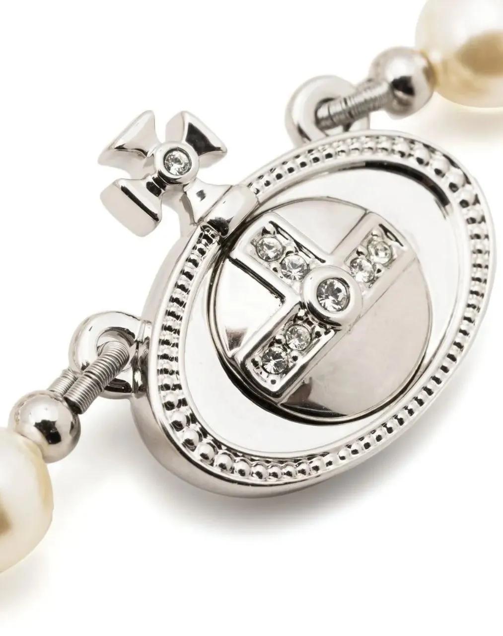 Thumbnail - Vivienne Westwood Halskette - One Row Pearl Drop Choker Platinum Pearl Multi - Gr. unisize - in Silber - für Damen