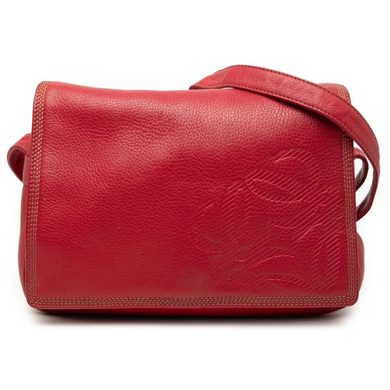Loewe Schultertasche Leather Anagram Flap Crossbody rot