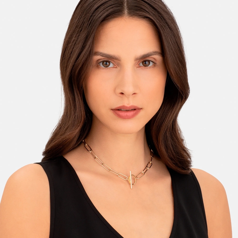 Liebeskind Berlin Mittellange Halskette Edelstahl The Short T-bar gold(Image 2)