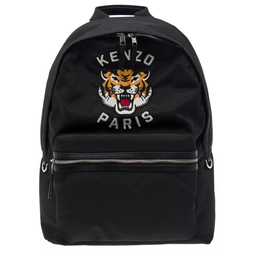 Kenzo Black Nylon Tiger Embroidered Backpack Black Ryggsäck