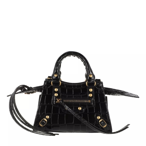 Balenciaga Neo Classic City Nano Bag Embossed Croc Black Rymlig shoppingväska