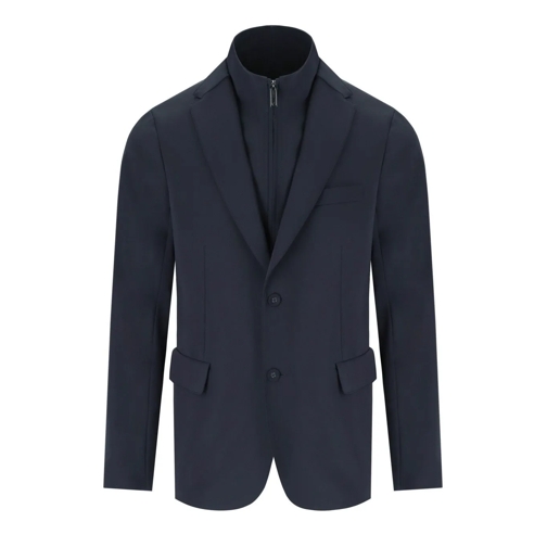 Emporio Armani  EMPORIO ARMANI MARINEBLAUE JACKE MIT HOHEM KRAGEN blau