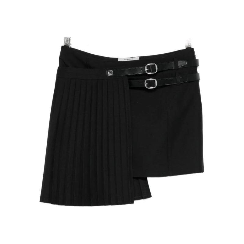 Coperni Minirock Black Pleated Mini Skirt With Buckle Accents Black