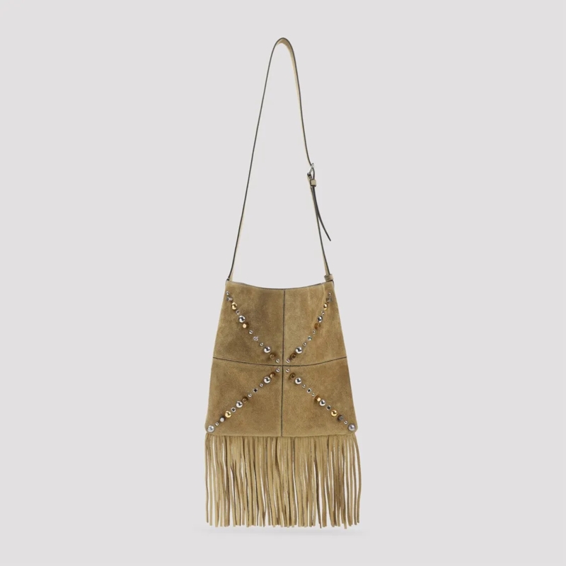 Valentino Garavani Sac à bandoulière Suede Leather Shoulder Bag With Fringe Brown