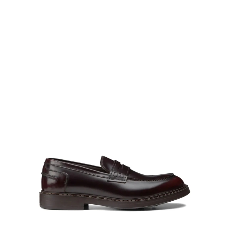 Doucal's Mocassin Dark Brown Calf Leather Flat Shoes Brown