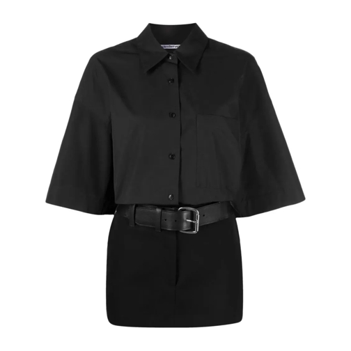 Alexander Wang Belted Shirt Minidress Black Mini-Kleider