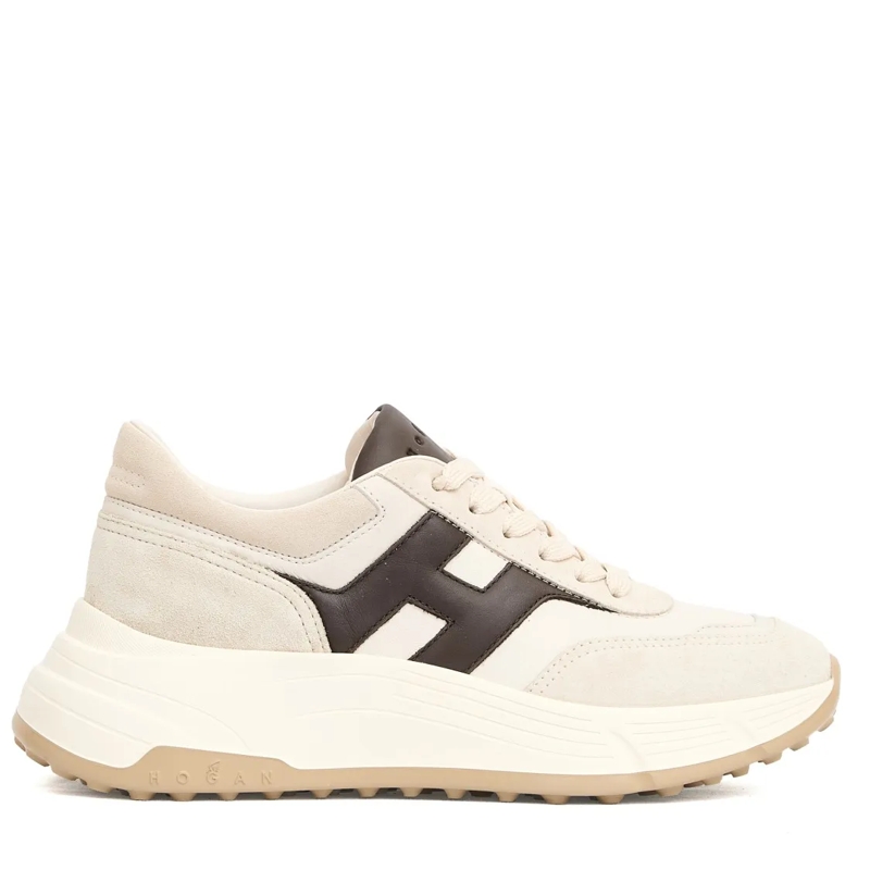 Hogan Lage-top sneaker H669 Hi Fi Leather Cam White H Brown Running Sneak Neutrals