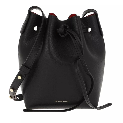 Mansur Gavriel Mini Mini Bucket Bag Saffiano Leather Black/Flamma Borsa a secchiello