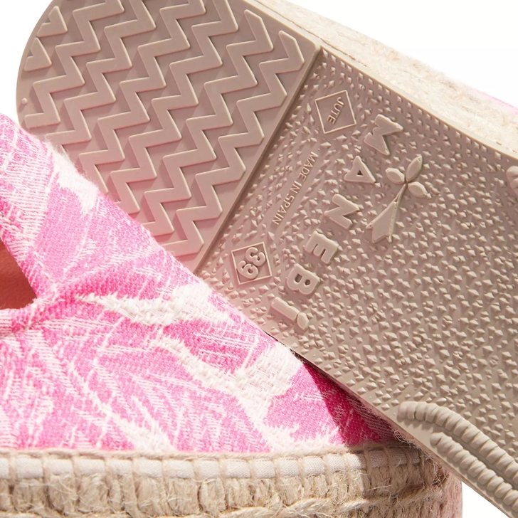 Manebi double sole espadrilles bold pink palms on cream Espadrille