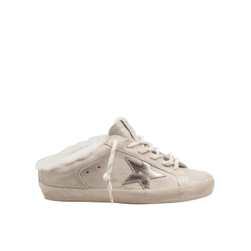 Golden Goose Low-Top-Sneaker Super Star Double-Quarter Suede Mules In White And Pink