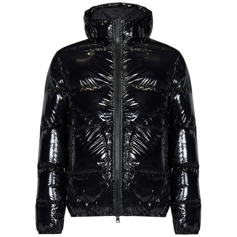 Herno Daunenjacke Glossy Nylon Down Jacket With Drawstring Hood Black