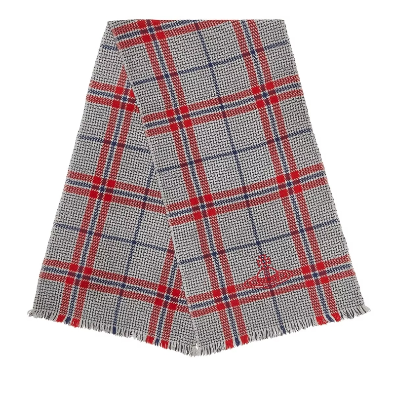 Vivienne Westwood Wollschal Stripe and Check Yak Scarf Red