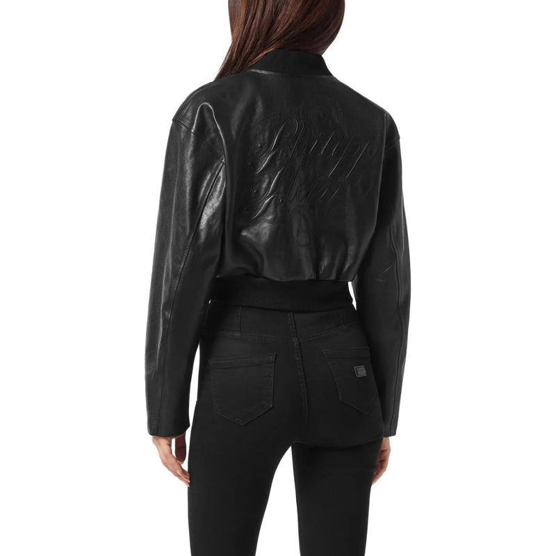 Philipp Plein Bomberjacke Leder-Bomber Signature schwarz(Image 3)