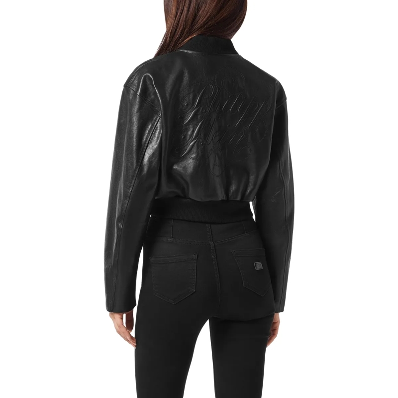 Philipp Plein Daunenjacke Leder-Bomber Signature schwarz(Image 2)
