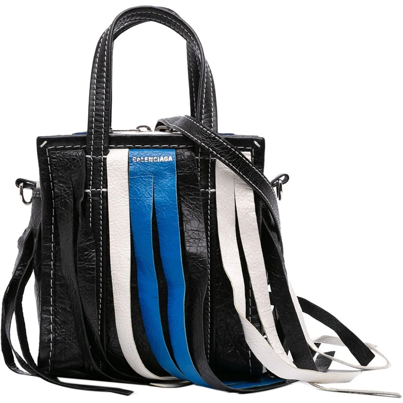Balenciaga Schultertasche XXS Lambskin Fringe Bazar Shopper Satchel schwarz