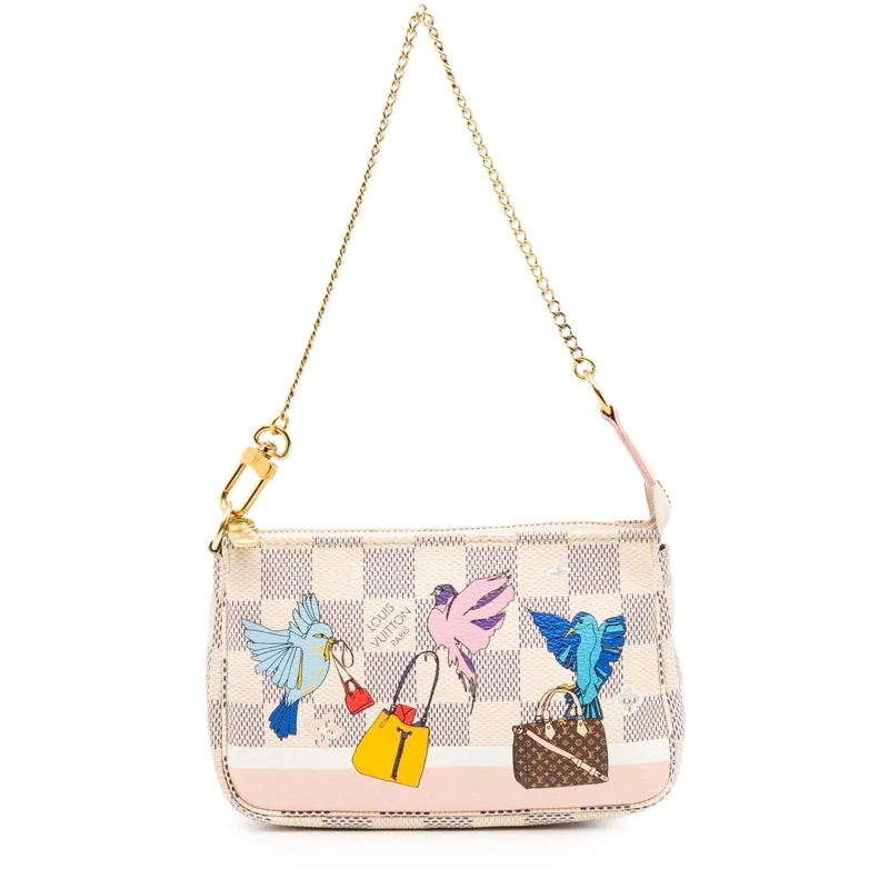 Louis Vuitton Tote Damier Azur Christmas Birds Mini Pochette Accessoi weiß