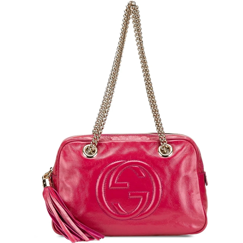 Gucci Schultertasche Patent Soho Chain Zip Shoulder Bag rose