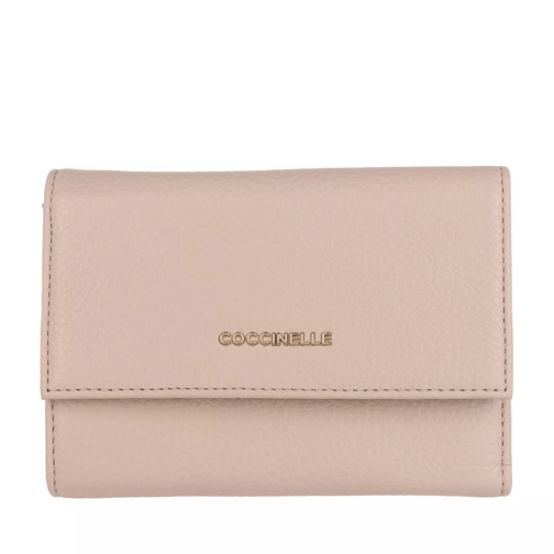 Coccinelle Wallet Grainy Leather Powder Pink Tri-Fold Wallet