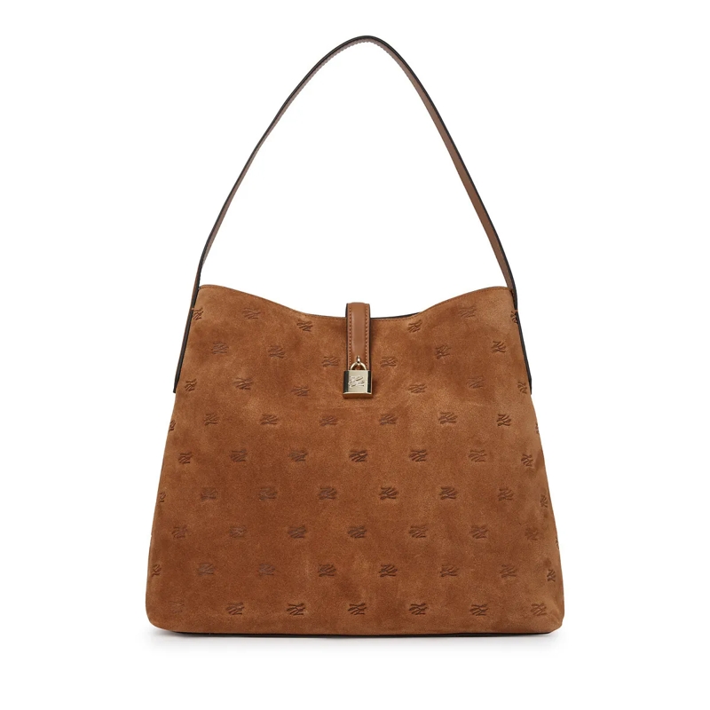 Karl Lagerfeld Schultertasche K/Autograph Hobo-Tasche aus Wildleder mit Vorhänge braun