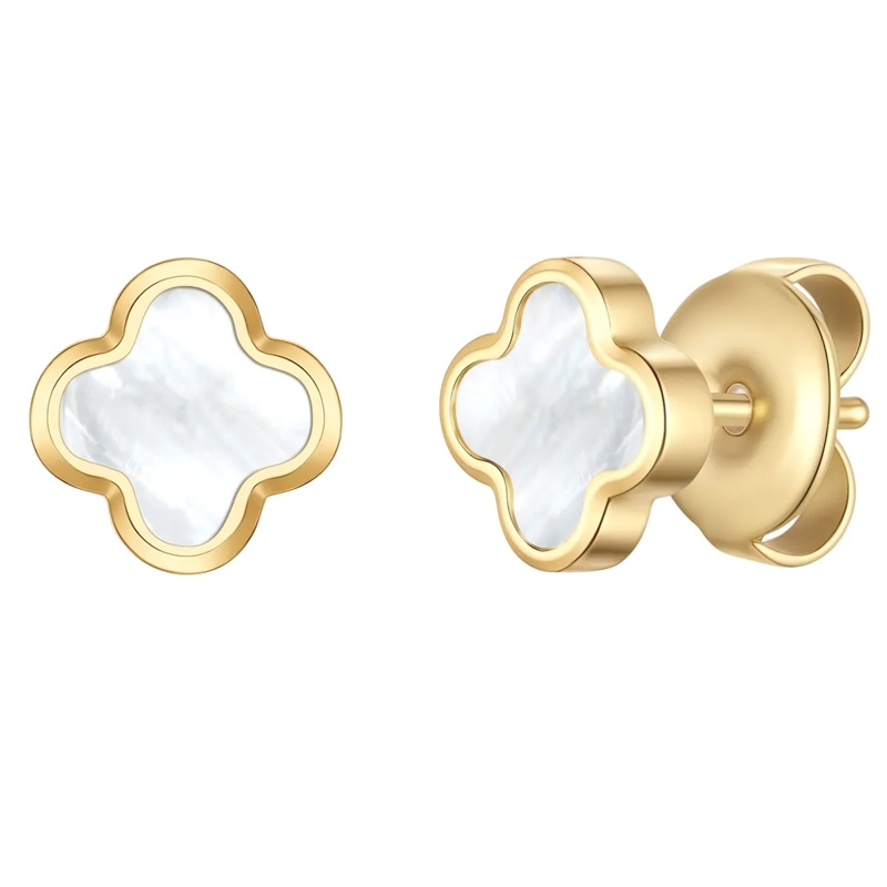 Glanzstücke München Ohrstecker Edelstahl Ohrstecker PerlmuttKleeblatt gold