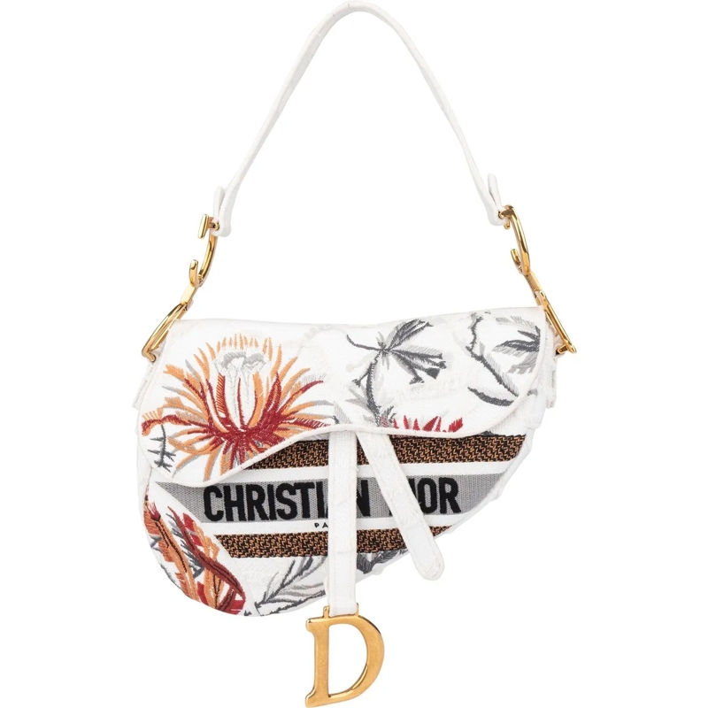 Christian Dior Schultertasche Christian Dior Limited Multicolor Floral Saddle Ha mehrfarbig