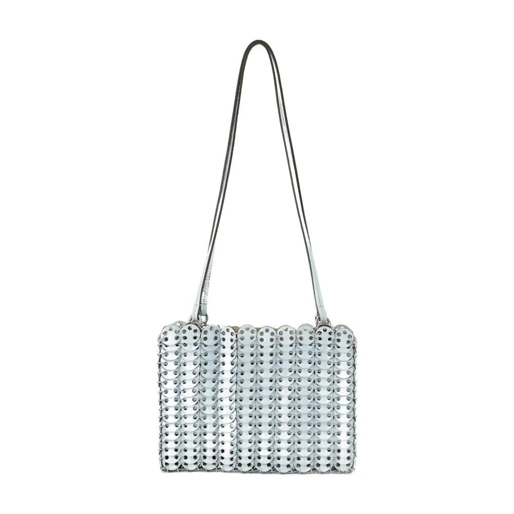 Paco Rabanne Hobo bags Structured Leather Shoulder Bag With Textured Surf in blauw