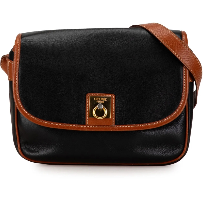 Celine Schultertasche Leather Crossbody schwarz