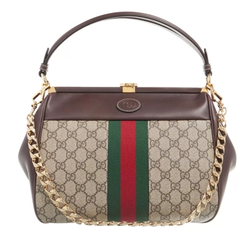 Gucci Virgo Small Handle Bag GG Supreme Canvas Beige Ebony/Chocolate