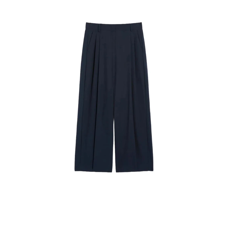 Max Mara  Wide-Leg Trousers With High Waist Blue