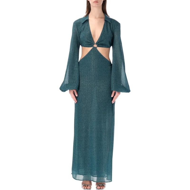 Oséree  Lumière Cut-Out Long Dress With Central Ring Accen Green