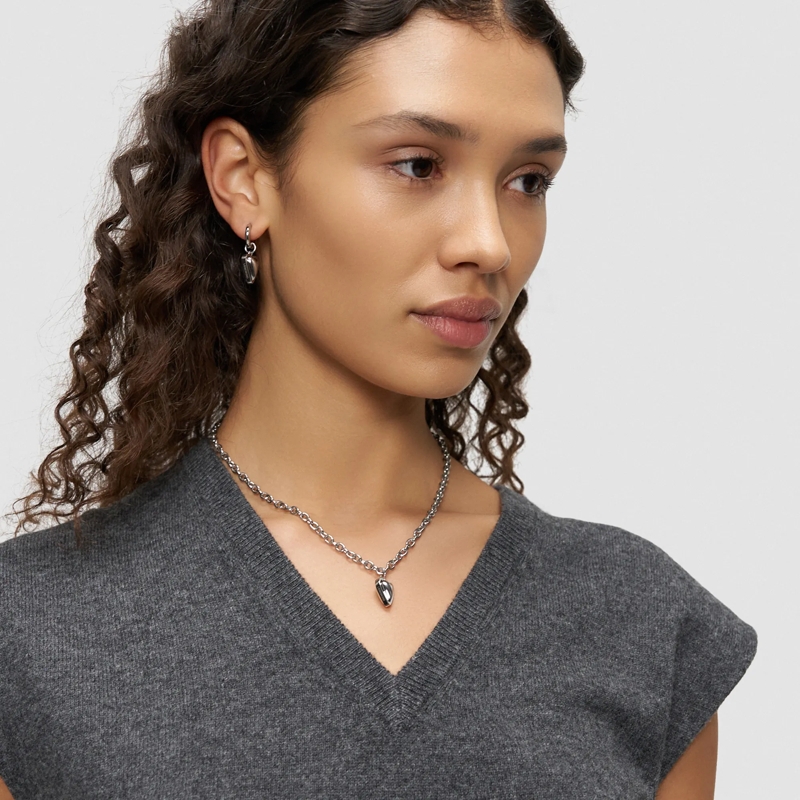 Liebeskind Berlin Mittellange Halskette Edelstahl Metal Heart silber(Image 6)