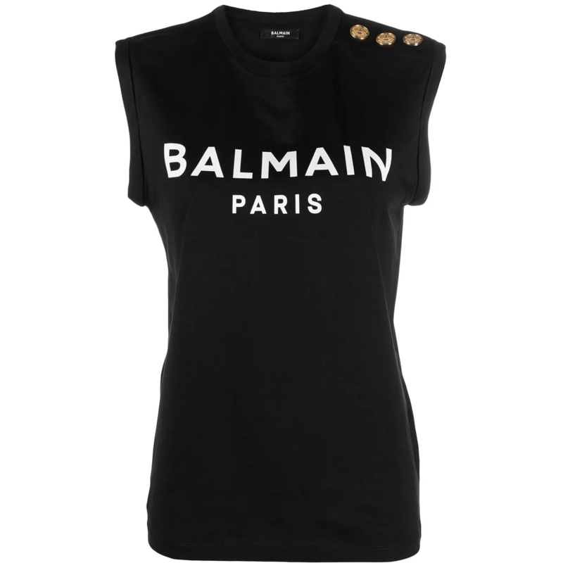 Balmain T-shirt Top Noir Blanc schwarz