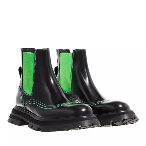 Alexander McQueen Boots Leather Black/Acid Green Stivale Chelsea