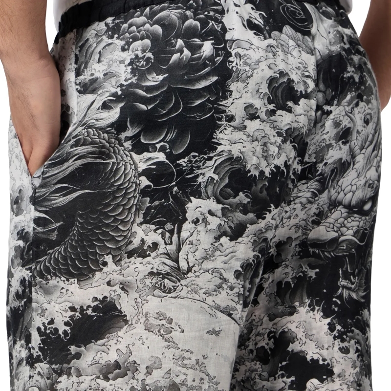 Philipp Plein Shorts Linen Bowling Shorts All-Over Ceramic schwarz(Image 5)