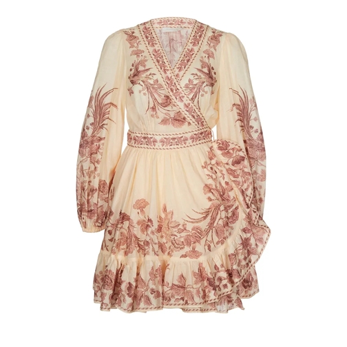 Zimmermann WAVERLY WRAP MINI DRESS CPB CREAM / PINK BIRD Kleider