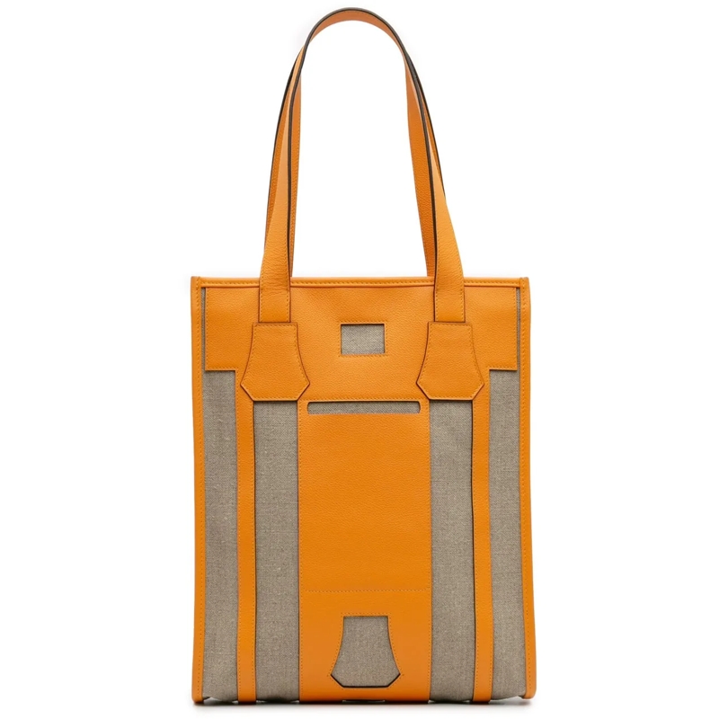 Hermès Shopper Evergrain and Toile Petit H Bell Tote gelb
