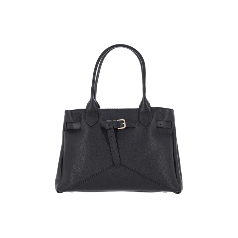 Ballantyne Fourre-tout Structured Black Calf Leather Tote With Adjustable Black
