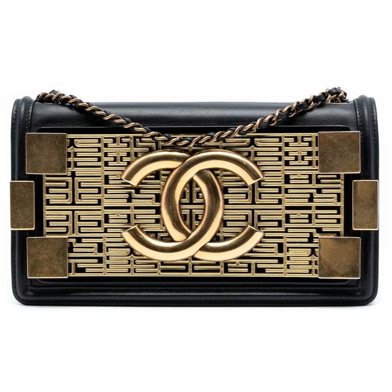 Chanel Sac à bandoulière Paris Seoul Lambskin and Metallic Plate Lego Boy B schwarz