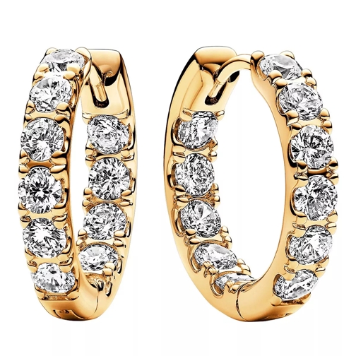 Pandora 14k Gold-plated hoop earrings withcubic zirconia Clear Band