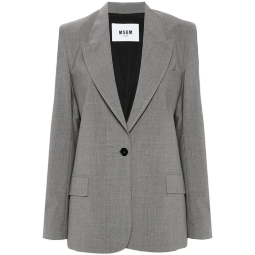 MSGM Blazer Medium Grey Classic Jacket With Button Grey