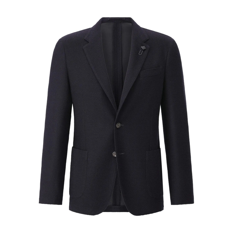 Lardini Anzugjacke Leichtes Stricksakko aus Wolle Dunkelblau