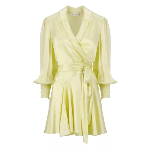 Zimmermann Silk Wrap Mini Dress Yellow 