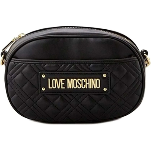 Moschino Fourre-tout Quilted Logo Plaque Crossbody Bag schwarz